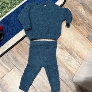 Grayson Mini Cozy Teal Blue Kids Fleece Bottoms Set -12M